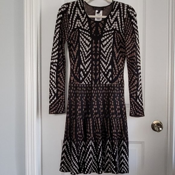 BCBGMaxazria Stretch Printed Long Sleeve Dress - Picture 1 of 9